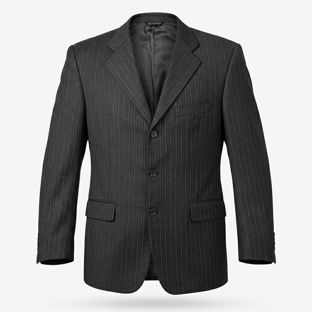 Ermenegildo Zegna 44R Traveler Dark Bronze‎ Striped Wool Blazer Suit Jacket EUC
